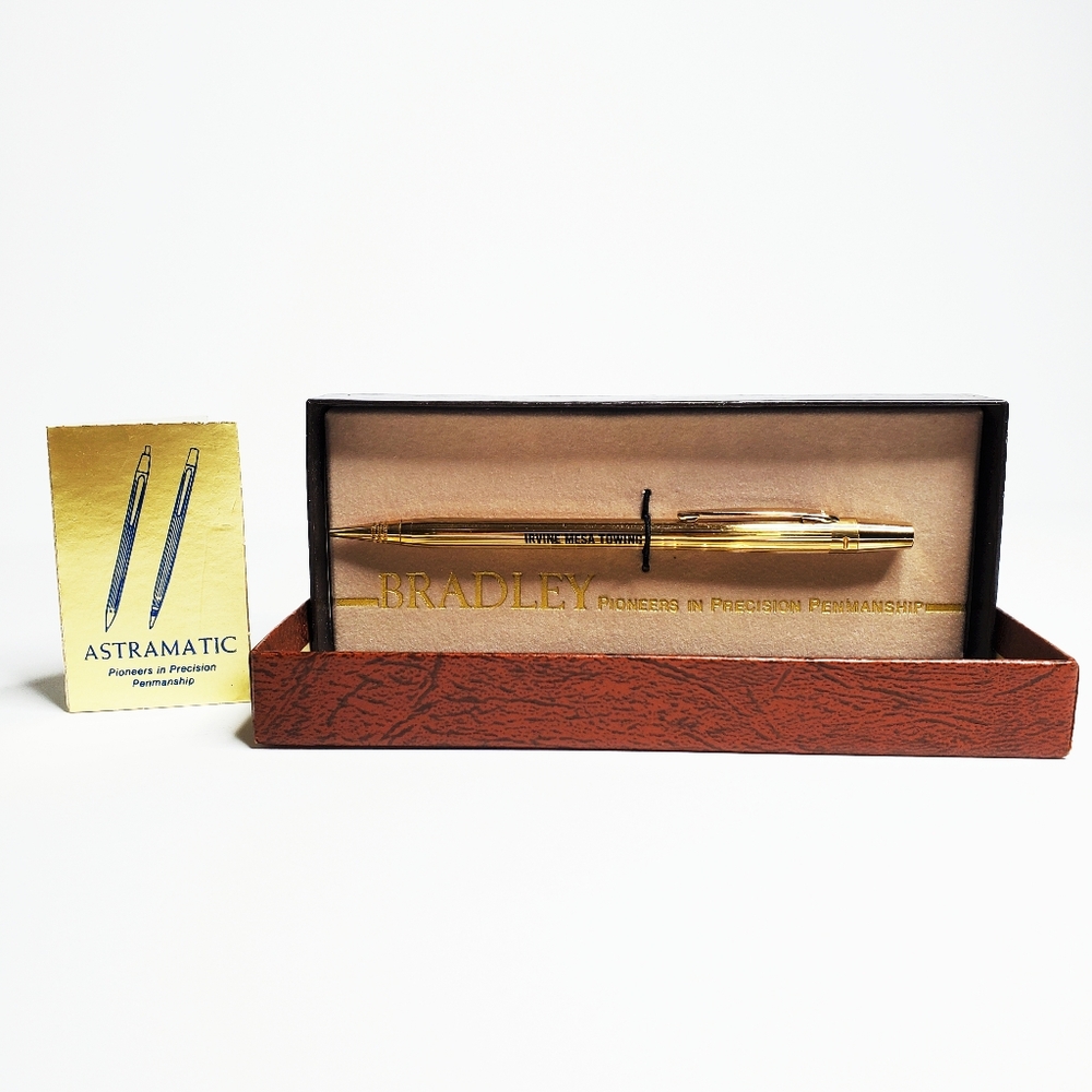 NIB Vintage 60s Bradley 'Astramatic' Gold Mech Pencil Gift Box 'Irvine Mesa Tow'